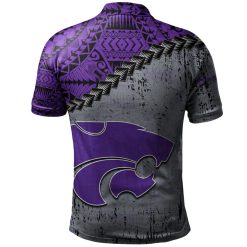 Alternative view of NCAA Kansas State Wildcats Silver Purple Polynesian Polo Shirt V6