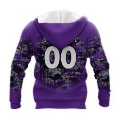 Alternative view of NCAA Kansas State Wildcats Custom Text Number Purple Silver Pullover Hoodie V4