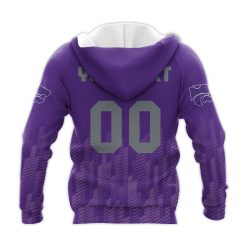 Alternative view of NCAA Kansas State Wildcats Custom Text Number Purple Ombre Pullover Hoodie