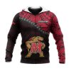 NCAA Maryland Terrapins Red Black Polynesian Pullover Hoodie V2