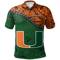 NCAA Miami Hurricanes Orange Green Polo Shirt V6