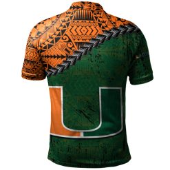 Alternative view of NCAA Miami Hurricanes Orange Green Polo Shirt V6