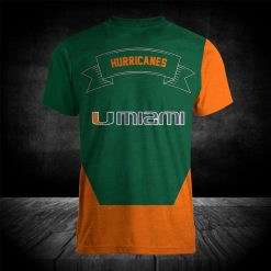 Alternative view of NCAA Miami Hurricanes Orange Green T-Shirt V3