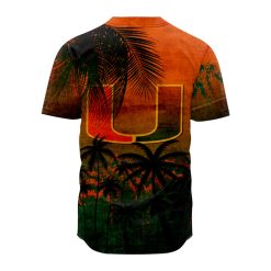 Alternative view of NCAA Miami Hurricanes Coconut Orange Green Baseball Jersey V7