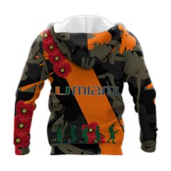 Alternative view of NCAA Miami Hurricanes Flowers Orange Black Zip Up Hoodie