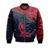 NCAA Ole Miss Rebels Red Blue Grunge Polynesian Bomber Jacket