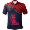 NCAA Ole Miss Rebels Red Blue Grunge Polynesian Polo Shirt
