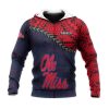 NCAA Ole Miss Rebels Red Blue Grunge Polynesian Pullover Hoodie