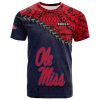 NCAA Ole Miss Rebels Red Blue Grunge Polynesian T-Shirt