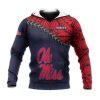NCAA Ole Miss Rebels Red Blue Grunge Polynesian Zip Up Hoodie