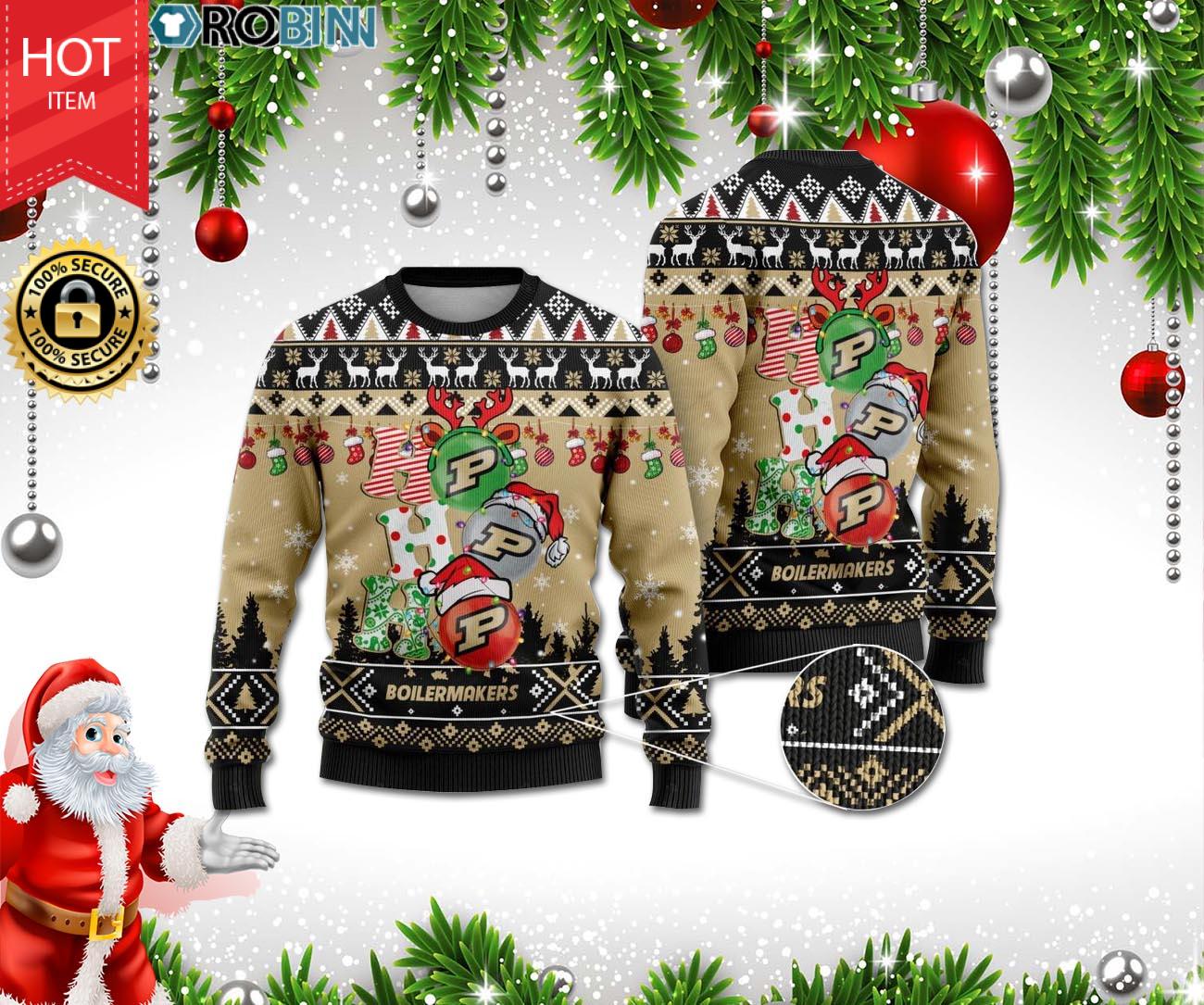 NCAA Purdue Boilermakers Ho Ho Ho Ugly Christmas Sweater