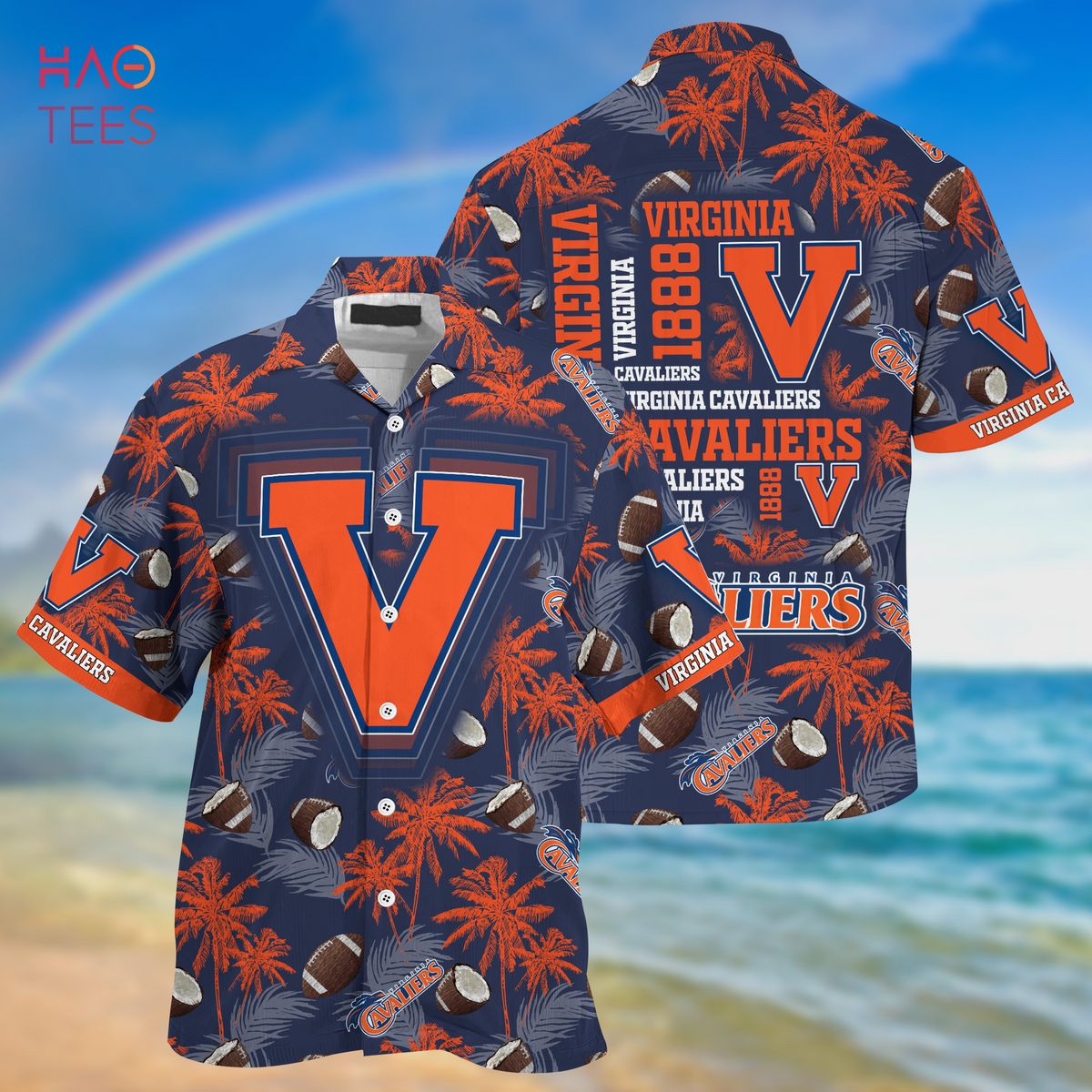 NCAA Virginia Cavaliers Coconut Blue Orange Hawaiian Shirt
