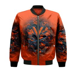 NCAA Virginia Cavaliers Custom Text Number Orange Bomber Jacket V3