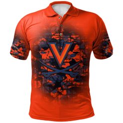 NCAA Virginia Cavaliers Custom Text Number Orange Polo Shirt V3