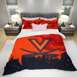 Alternative view of NCAA Virginia Cavaliers Blue Orange Bedding Set V3