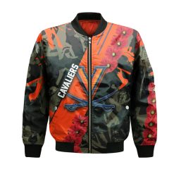 NCAA Virginia Cavaliers Red Flowers Orange Bomber Jacket