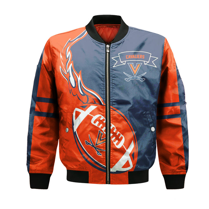 NCAA Virginia Cavaliers Orange Blue Bomber Jacket V3