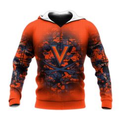 NCAA Virginia Cavaliers Custom Text Number Orange Pullover Hoodie V3