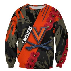 NCAA Virginia Cavaliers Red Flowers Orange Sweatshirt