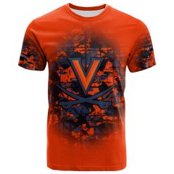 NCAA Virginia Cavaliers Custom Text Number Orange Zip Up Hoodie V3