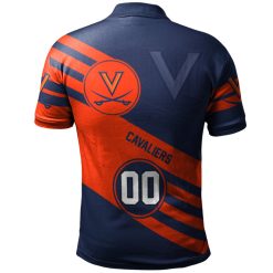 Alternative view of NCAA Virginia Cavaliers Custom Number Orange Blue Polo Shirt V6