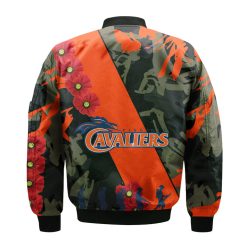 Alternative view of NCAA Virginia Cavaliers Red Flowers Orange Bomber Jacket