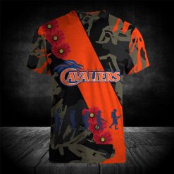 Alternative view of NCAA Virginia Cavaliers Red Flowers Orange T-Shirt