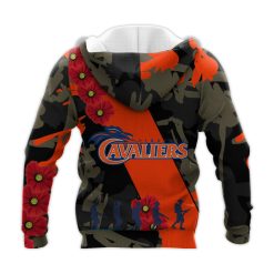 Alternative view of NCAA Virginia Cavaliers Red Flowers Orange Zip Up Hoodie