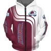 NHL Colorado Avalanche Brown White Curve Line Zip Up Hoodie