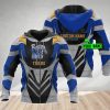 NCAA Memphis Tigers Custom Name Blue Gray Metal Armor Zip Up Hoodie