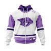 NHL Nashville Predators Custom Name Number Fight Cancer Jersey Zip Up Hoodie
