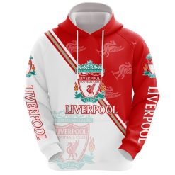 Liverpool FC Red White Pullover Hoodie V4
