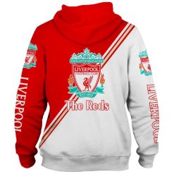 Alternative view of Liverpool FC Red White Pullover Hoodie V4