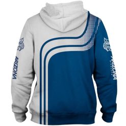 Alternative view of NCAA Arizona Wildcats Bue Whihte Curve Zip Up Hoodie