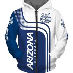 NCAA Arizona Wildcats Bue Whihte Curve Zip Up Hoodie