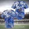 NCAA Memphis Tigers Blue White Tropical Flowers Baseball Jersey