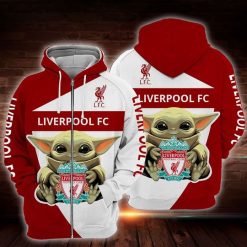 Liverpool FC White Red Baby Yoda Zip Up Hoodie