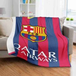 FC Barcelona Qatar Airways Striped Fleece Blanket
