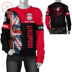 Liverpool FC Custom Name UK Flag Skull Sweatshirt
