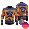 NCAA Memphis Tigers Custom Name Yellow Blue Ugly Christmas Sweater