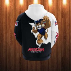 Alternative view of NCAA Arizona Wildcats Blue White Scratch Mascot Pullover Hoodie