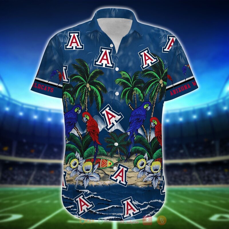 NCAA Arizona Wildcats Blue Parrot Coconut Tree Hawaiian Shirt NCAA Arizona Wildcats Blue Parrot Coconut Tree Hawaiian Shirt