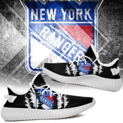NHL New York Rangers Black Scratch Yeezy Boost Sneakers