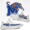 NCAA Memphis Tigers White Blue Scratch Yeezy Boost Sneakers