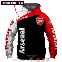 Arsenal FC Custom Name Black Red Pullover Hoodie