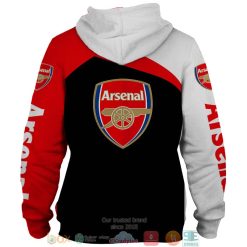 Alternative view of Arsenal FC Custom Name Black Red Zip Up Hoodie