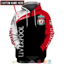 Liverpool FC Custom Name Red Black Zip Up Hoodie V2