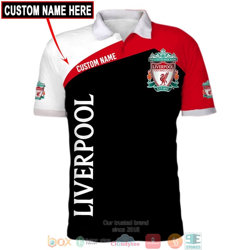Liverpool FC Custom Name Red Black Polo Shirt V2