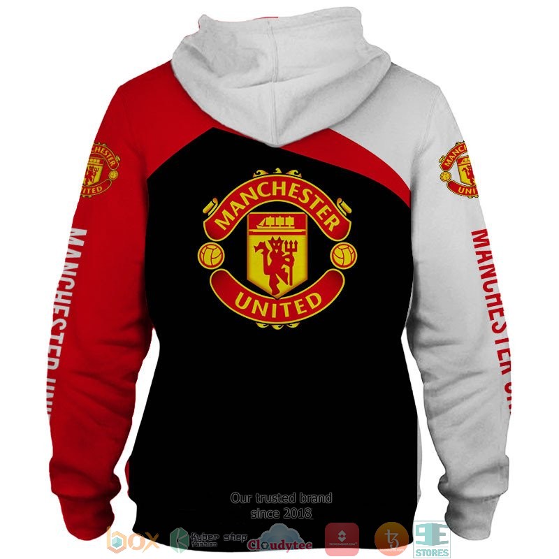Manchester United Custom Name Black Red Zip Up Hoodie V7