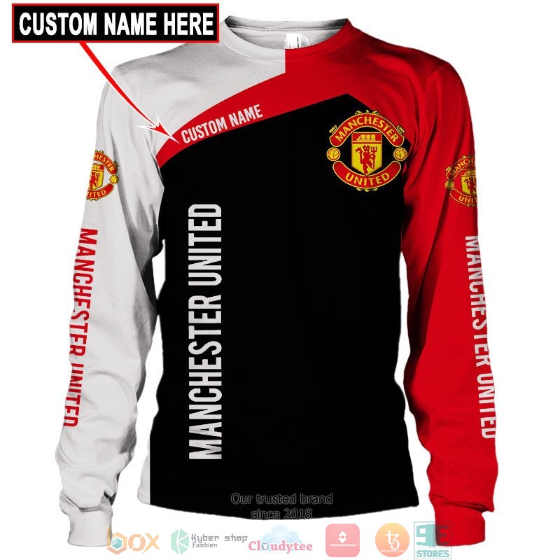 Manchester United Custom Name Black Red Sweatshirt V7